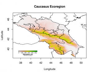 Relief map of the Caucasus Ecoregion